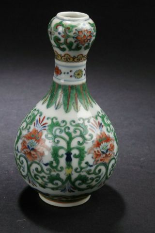 A Chinese Narrow - opening Plant - filled Fortune Porcelain Vase Display 5