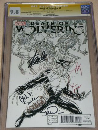 Death Of Wolverine 1 Quesada Sketch Variant 1:500 Cgc Ss 9.  8 Stan Lee Len Wein