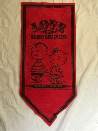 1967 Peanuts - Linus Sally - Vintage Felt Fabric Pennant Snoopy