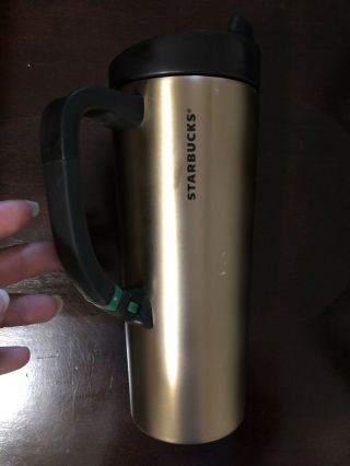 Starbucks Clip Sip Handle Stainless Steel Tumbler Gold Double Walled Vacuum Seal
