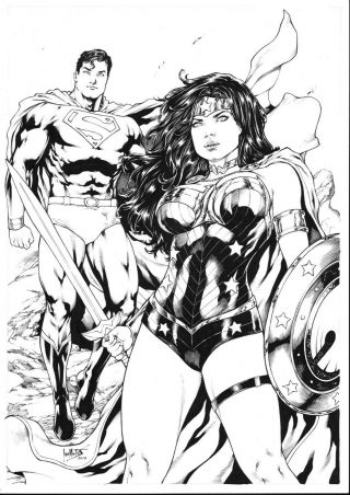 Clark Kent And Princess Diana (11 " X17 ") By Leo Matos - Ed Benes Studio