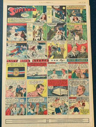 3 Newspaper Sunday Pages Of Superman,  Fine,  1940 - 1943
