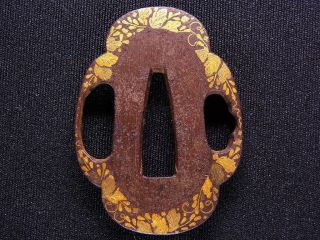 Fine Tanto Tsuba 18 - 19th C Japanese Edo Antique Koshirae Fitting “leaves“ 488c