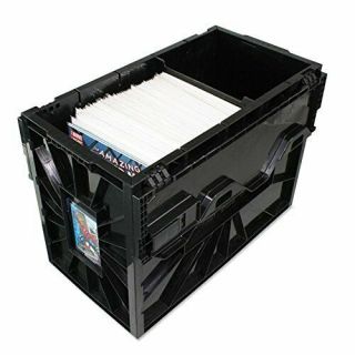 Bcw Short Comic Book Bin - Black Plastic Storage Box W One Partition 1 - Box