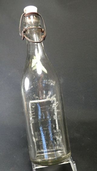 J.  G.  Gahm & Son,  Boston,  Ma Blob Top Beer Bottle With Porcelain Stopper