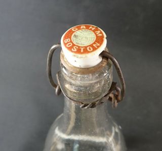 J.  G.  Gahm & Son,  Boston,  MA blob top beer bottle with porcelain stopper 3