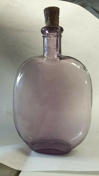Vintage Antique Purple Rye Whiskey Bottle Oval With Stretched Neck