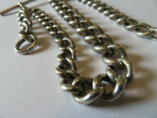 Heavy Antique Solid Silver Graduated Albert Chain Pocket Watch Chain 77.  6 grams 2