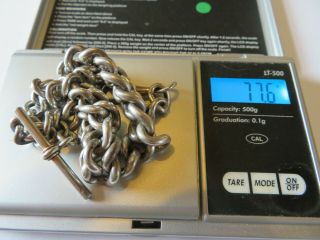 Heavy Antique Solid Silver Graduated Albert Chain Pocket Watch Chain 77.  6 grams 8