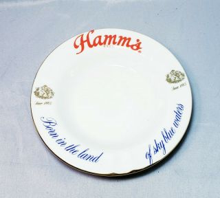 Vintage Hamms Beer Porcelain Ashtray Born In The Land Of Sky Blue Waters