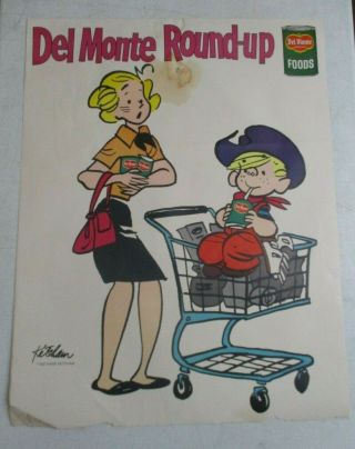 Rare 1967 Del Monte Dennis The Menace Hank Ketcham Ad Poster Double Sided 24.  5 "
