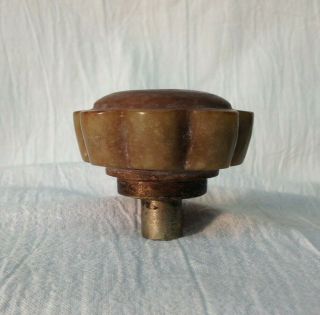 Antique Chinese Jade Brass Op Um Pipe Bowl Damper