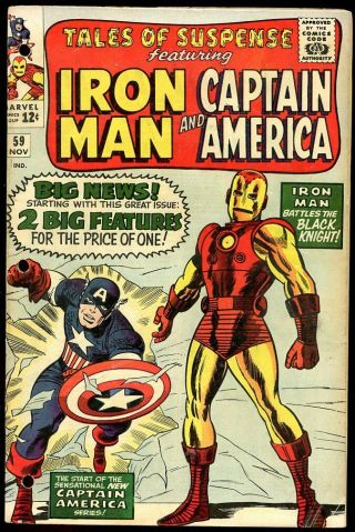 1st Double Feature Captain America (1st Solo) & Iron Man 1964 Tales Of Suspense
