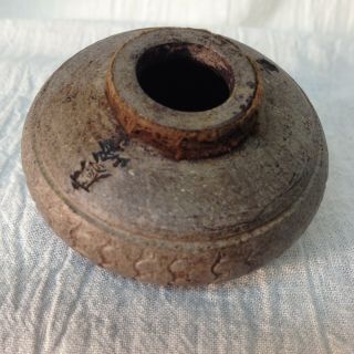 ANTIQUE CHINESE CLAY CERAMIC POTTERY OPIUM PIPE BOWL DAMPER 2 5