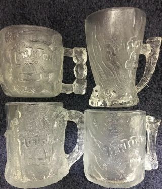 Vintage Complete Set 4 Mcdonalds Flintstones Glasses 1993 Mug Cup Rocdonalds