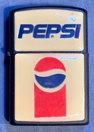 Vintage Pepsi Light Red White Blue Lighter Logo 1960 - 1970s Black