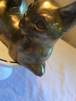 Vintage Brass Cats.  mid Century Modern Big Eyes Smooth 5.  3/4” Long.  Siamese Cats 4