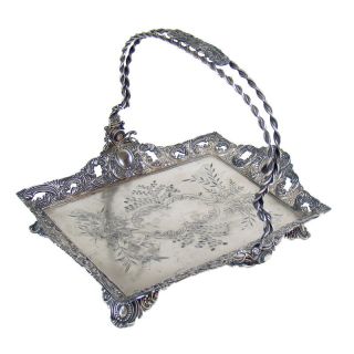 Silver Plated Basket With Handle - C.  1880 