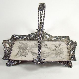 Silver Plated Basket with Handle - c.  1880 ' s 2