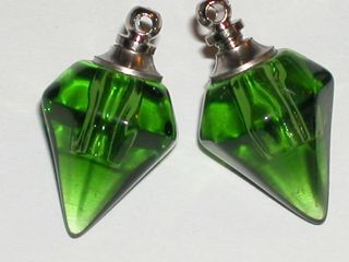 1 Green Glass Perfume Vial Pendant Bracelet Bottle Charm Diamond Screw Cap