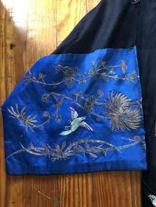 Exquisite Antique Chinese 19th Century Qing Dynasty Embroidered Silk Robe Kimono 4