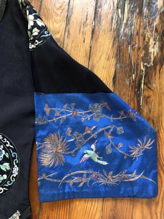 Exquisite Antique Chinese 19th Century Qing Dynasty Embroidered Silk Robe Kimono 6
