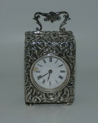 Sterling Silver Birmingham 1907 Made In France Carriage Clock