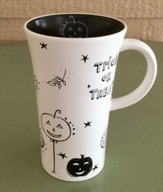 Retired Starbucks White/black Trick Or Treat/halloween Coffee Mug Jack - O - Lantern