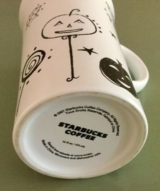 Retired Starbucks White/Black Trick or Treat/Halloween Coffee Mug Jack - o - Lantern 4