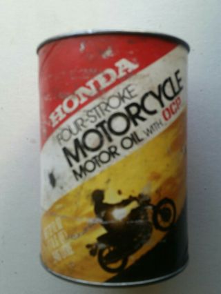 Vintage Honda 4 Stroke Motorcycle Oil Cardboard Can 1 Qt