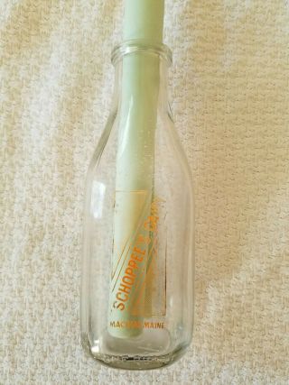 Machias Maine Diary Vintage Glass Quart Milk Bottle Schoppee 