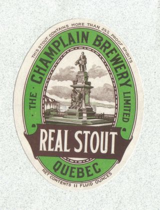 Beer Label - Canada - Champlain Real Stout - Quebec City,  Quebec