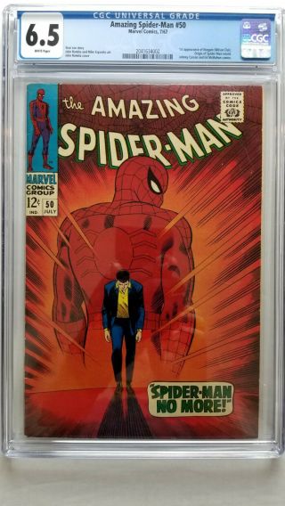 Spider - Man 50 Cgc 6.  5 Fine,  White Pages 1st Appearance Kingpin