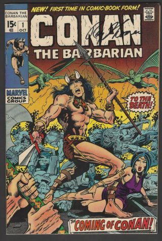 Conan 1 Nm,  9.  6 White Pages.  1st App.  Signed By Roy Thomas