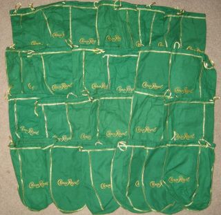 (10) Crown Royal Apple Green 1 Liter Felt Bags