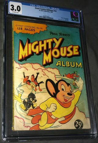 Giant Comics Edition 14 Cgc 3.  0 Ow,  Mighty Mouse Album - 2 Graded Copies - Ga - Rare