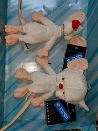 Vintage Pinky And The Brain Animaniacs Warner Brothers Plush Toys With Tags.