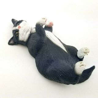1 Figurine Creations By Carole Playful Black White Kitty Cat Laying On Back Pet