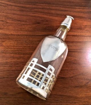 Incredible Sterling Silver Overlay Glass " Scotch " Decanter: No Monogram