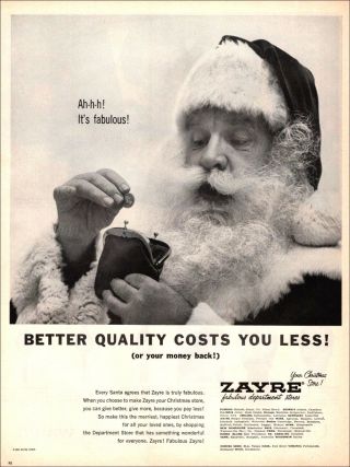 1963 Vintage Christmas Ad Santa Claus At Zayre Department Stores 121118