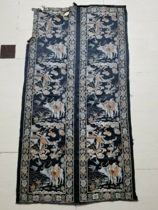 Antique Chinese Silk Figurative Brocade Panel 132x69cm (y252)