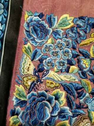 Antique Chinese Silk Hand Embroidered Panel 97x31cm (Y263) 6