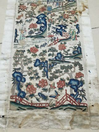 Antique Chinese Silk Hand Embroidered Panel 66x27cm (Y261) 2