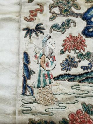Antique Chinese Silk Hand Embroidered Panel 66x27cm (Y261) 7