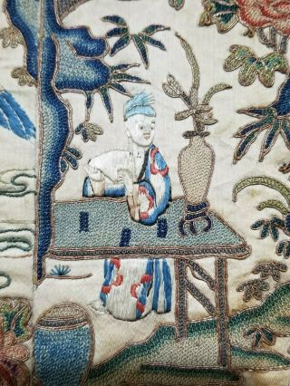Antique Chinese Silk Hand Embroidered Panel 66x27cm (Y261) 8