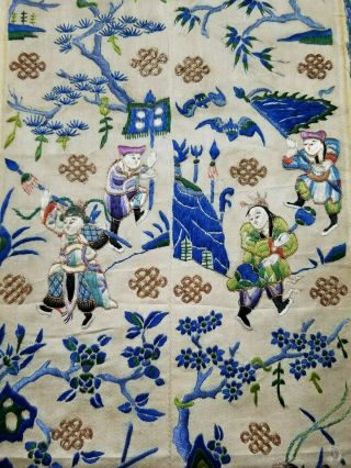 Antique Chinese Silk Hand Embroidered Panel 59x26cm (Y260) 4