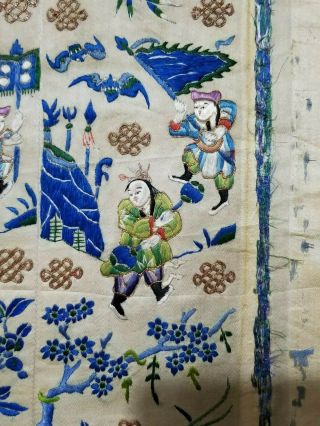 Antique Chinese Silk Hand Embroidered Panel 59x26cm (Y260) 6