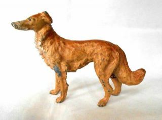 Old Metal Borzoi Russian Wolfhound Dog Figurine Detailed Marked Germany 4.  25 " L