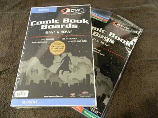 100 Bcw Current Resealable Thick Comic Book Bags And Boards - Acid - Ar