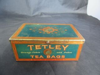 Vintage Tetley Orange Peko Tea Bags Tin,  Elephant,  Great Color & Graphics